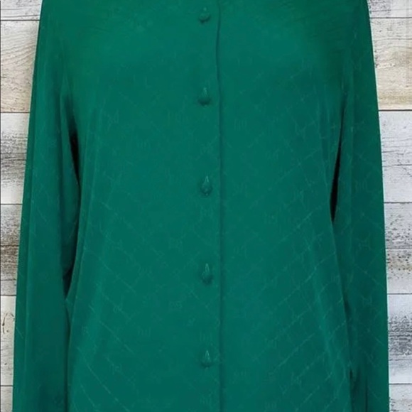 Gucci Tops - Gucci Green GG Check Silk Shirt Size 38 - Color: Green | Size: XS - WITH TAGS